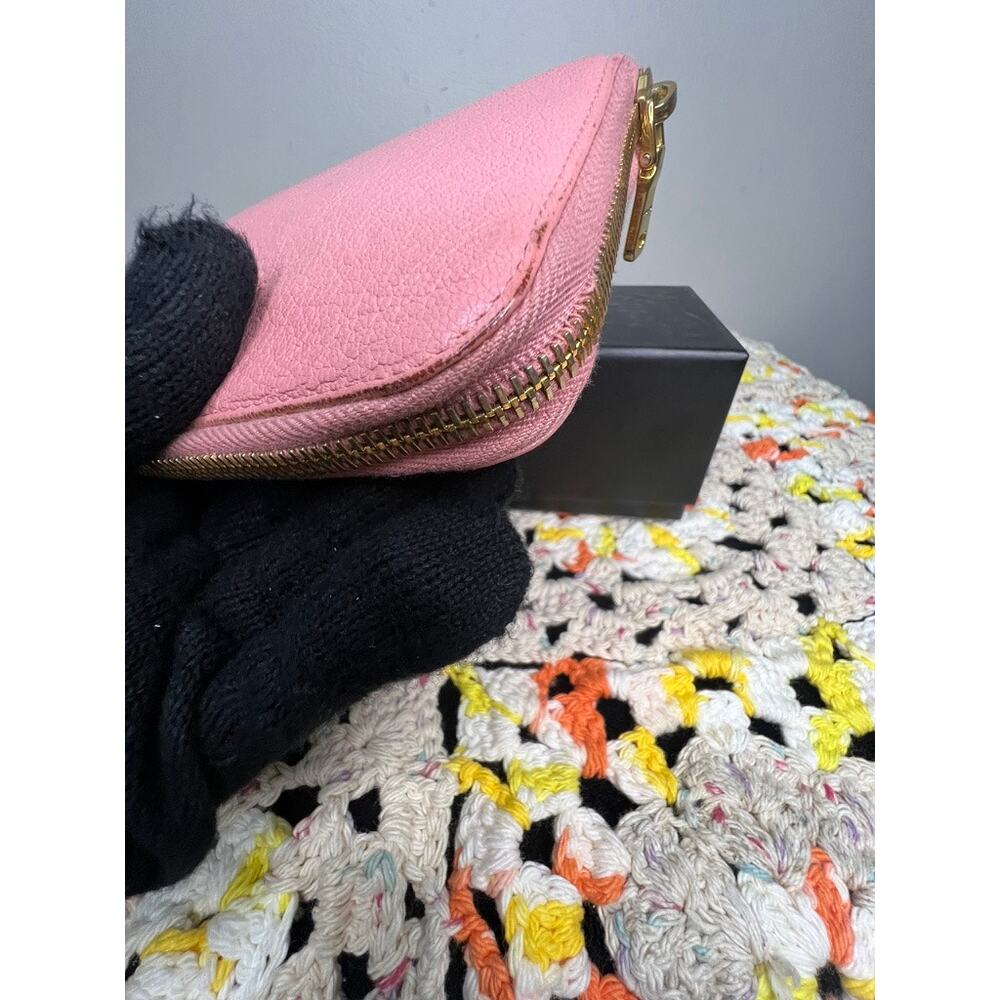 Miu Miu Madras Bicolore Bow Zip Around Wallet Rosa Gemma Pink Authentic - Picture 7 of 16